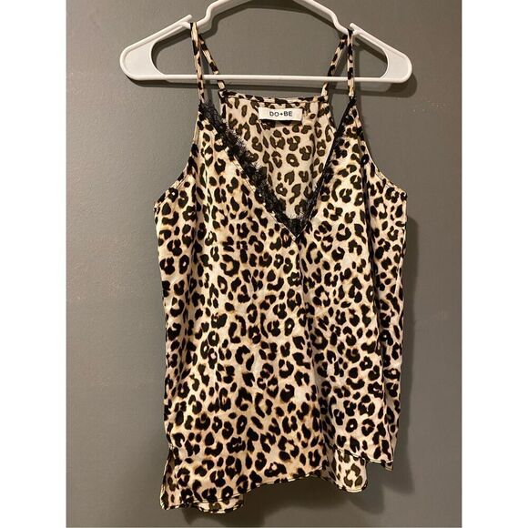 DO+BE Satin Lace Cheetah Print Tank Top Size Small - Picture 4 of 7